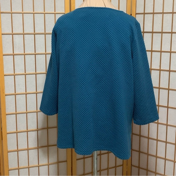 Coldwater Creek teal, waffle-weave tunic, size 3X. - Picture 3 of 8